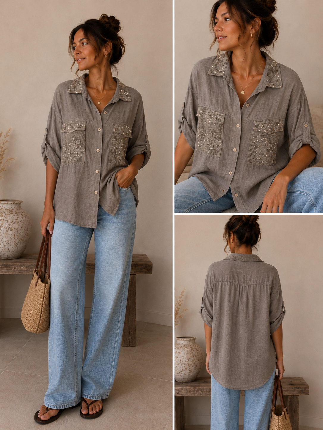 Embellished Linen Shirt | HerEdits