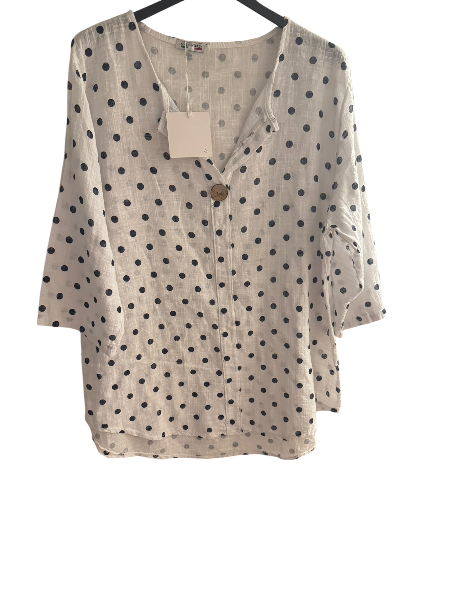 Polka Dot Button Front Top