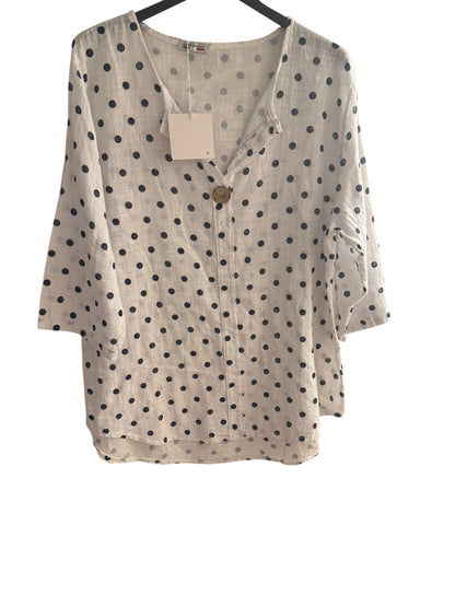 Polka Dot Button Front Top