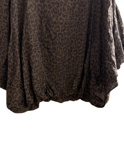 Leopard Print Balloon Sleeve Bubble Hem Top