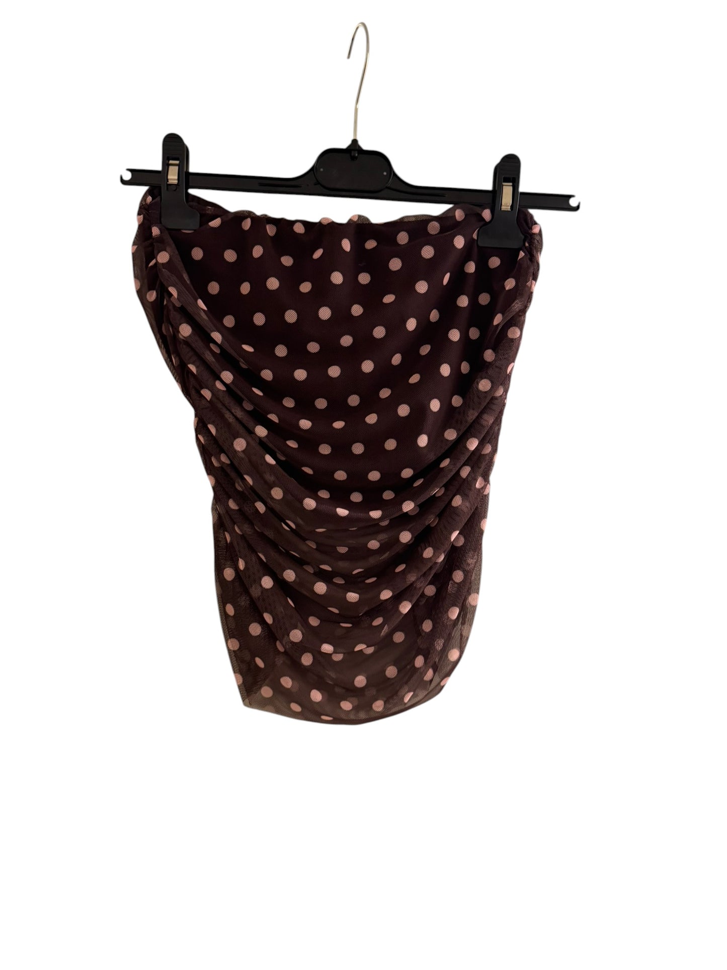 Polka Dot Ruched Mesh Boobtube