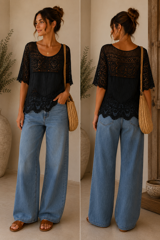 Cotton Crochet Lace Boho Top | HerEdits