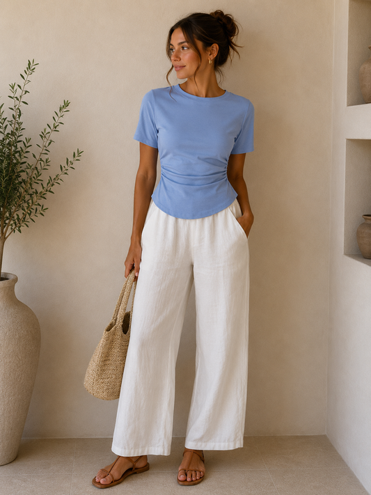 Bundle of 2 Cinched Side Structured Stretch Top