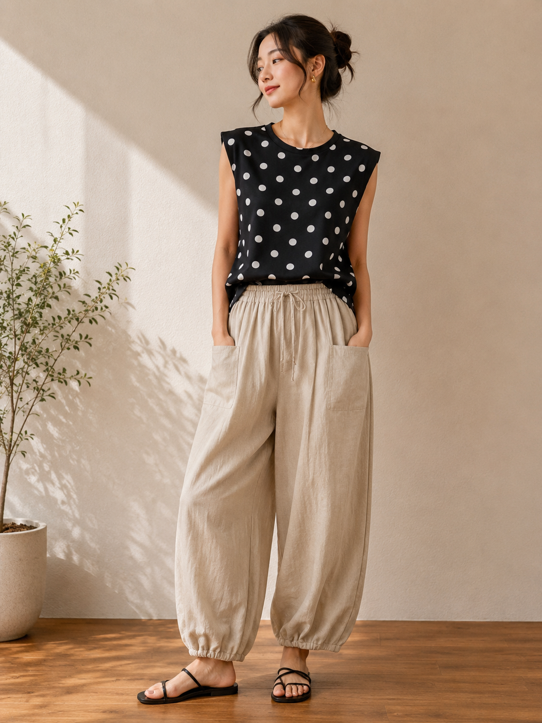 Polka Dot Shoulder Pad Top – Elevated Everyday Blouse