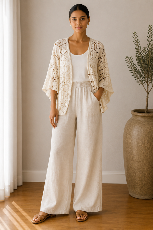 Octagon Crochet Cotton Cardigan