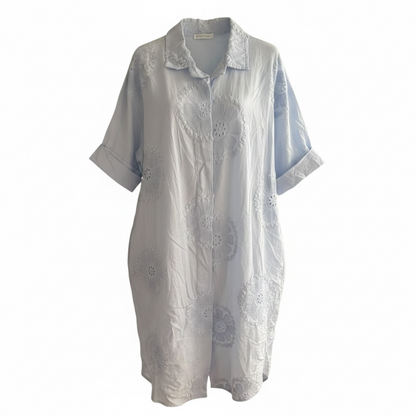 Embroidered Long Shirt Dress