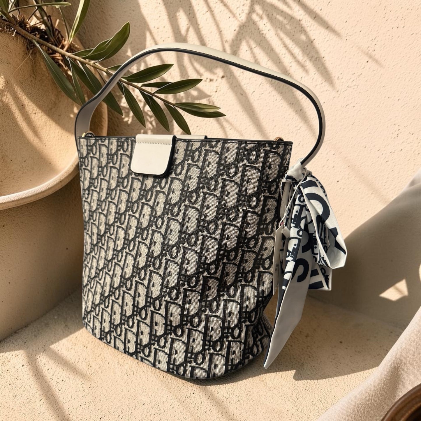 Monogram Inspired Shoulder Bag with Scarf Detail | HerEdits