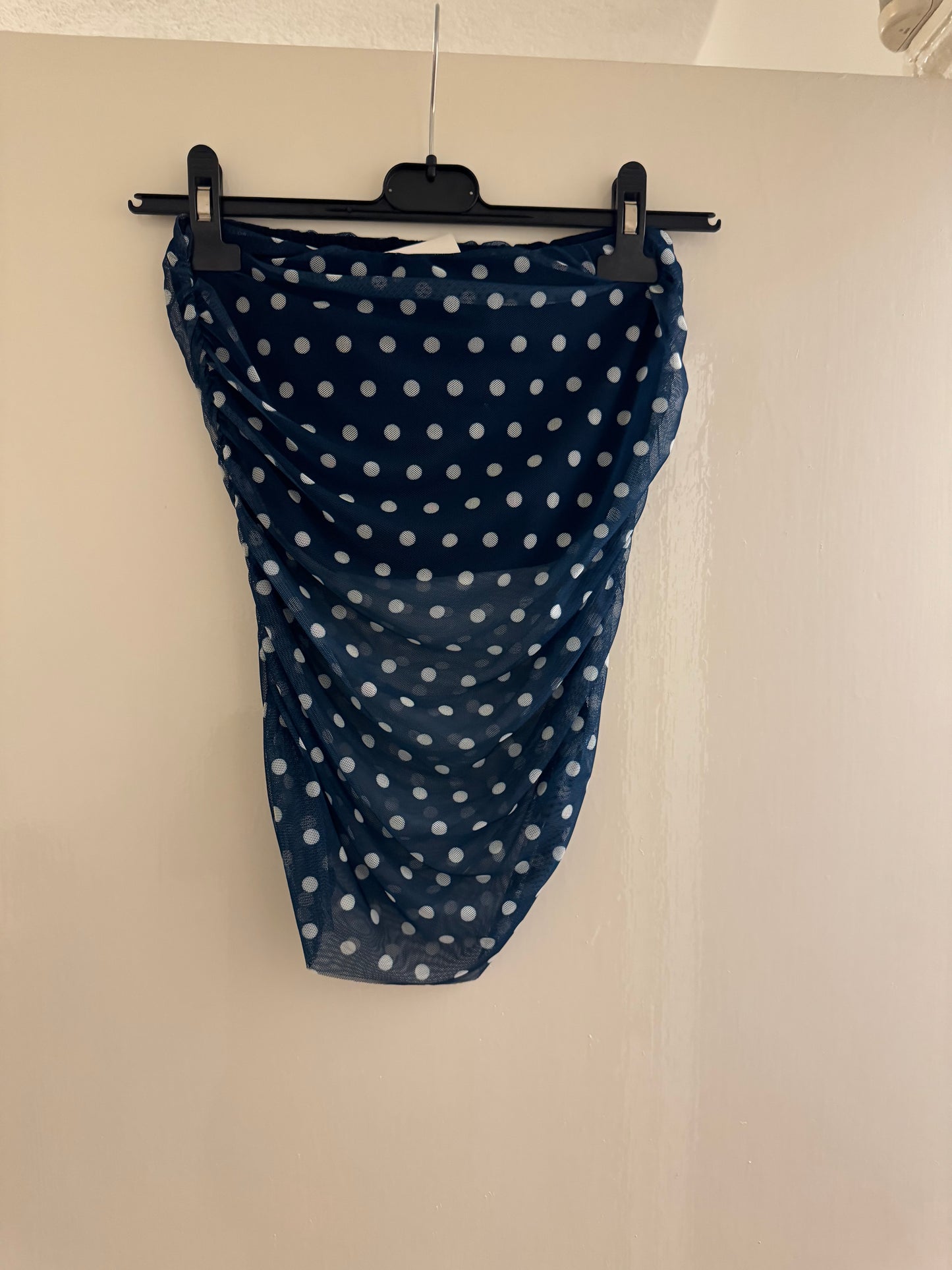 Polka Dot Ruched Mesh Boobtube