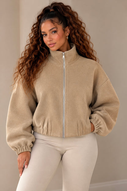 Women's Felt-Look Bomber Jacket