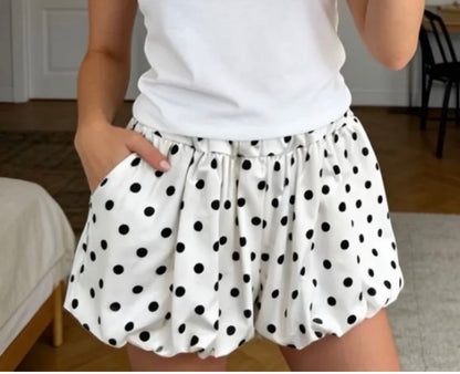 Polka Dot Bubble Hem Shorts