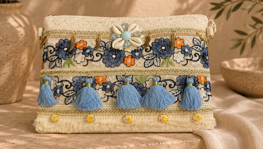 Handmade Shell Bag | Boho Coastal Clutch & Crossbody Bag | HerEdits