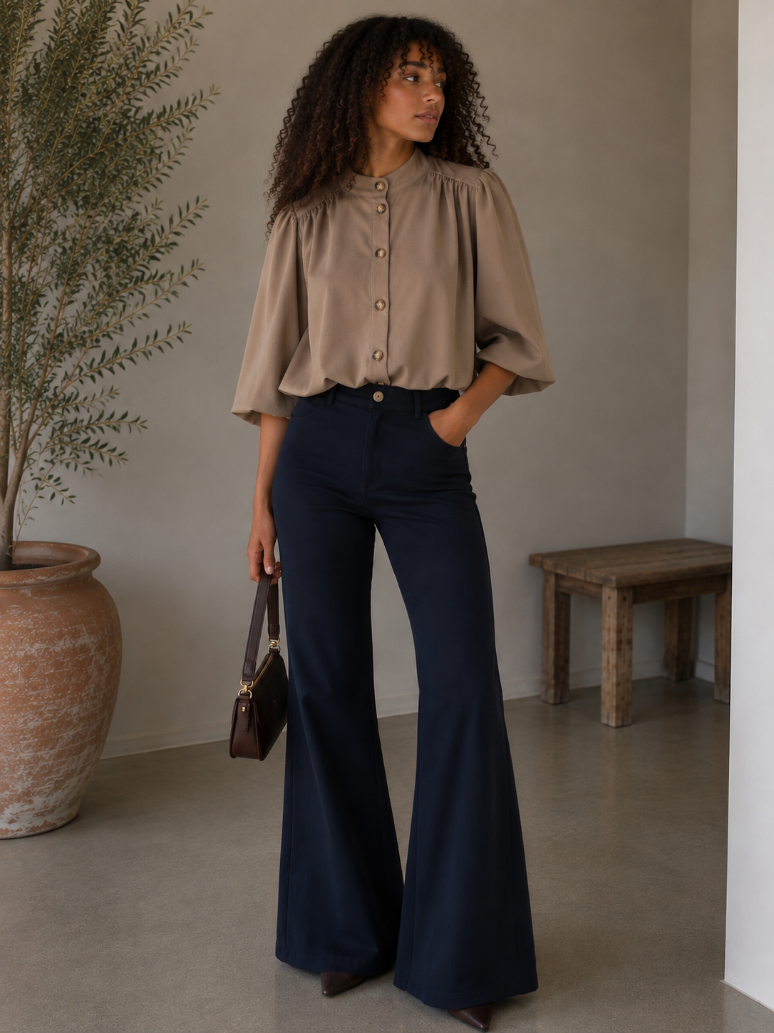 High Neck Bubble Hem Jacket | HerEdit