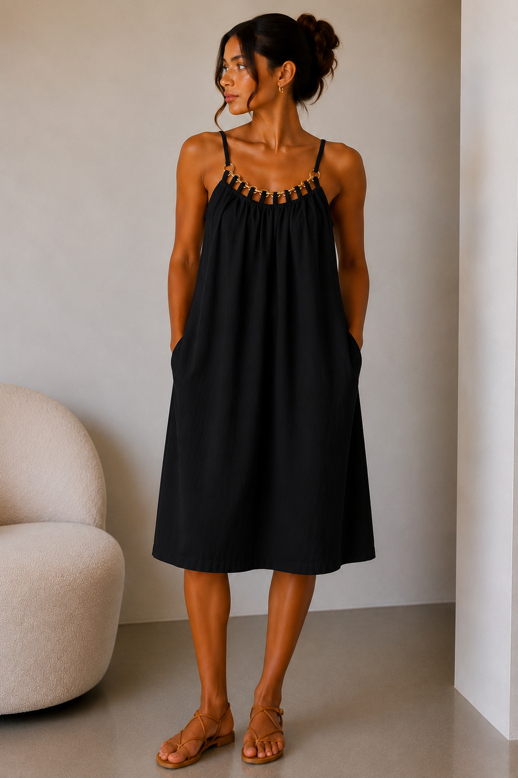 Necklace Detail Midi Dress | HerEdits