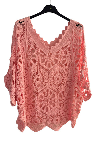 V-Neck Daisy Crochet 2 in 1 Top