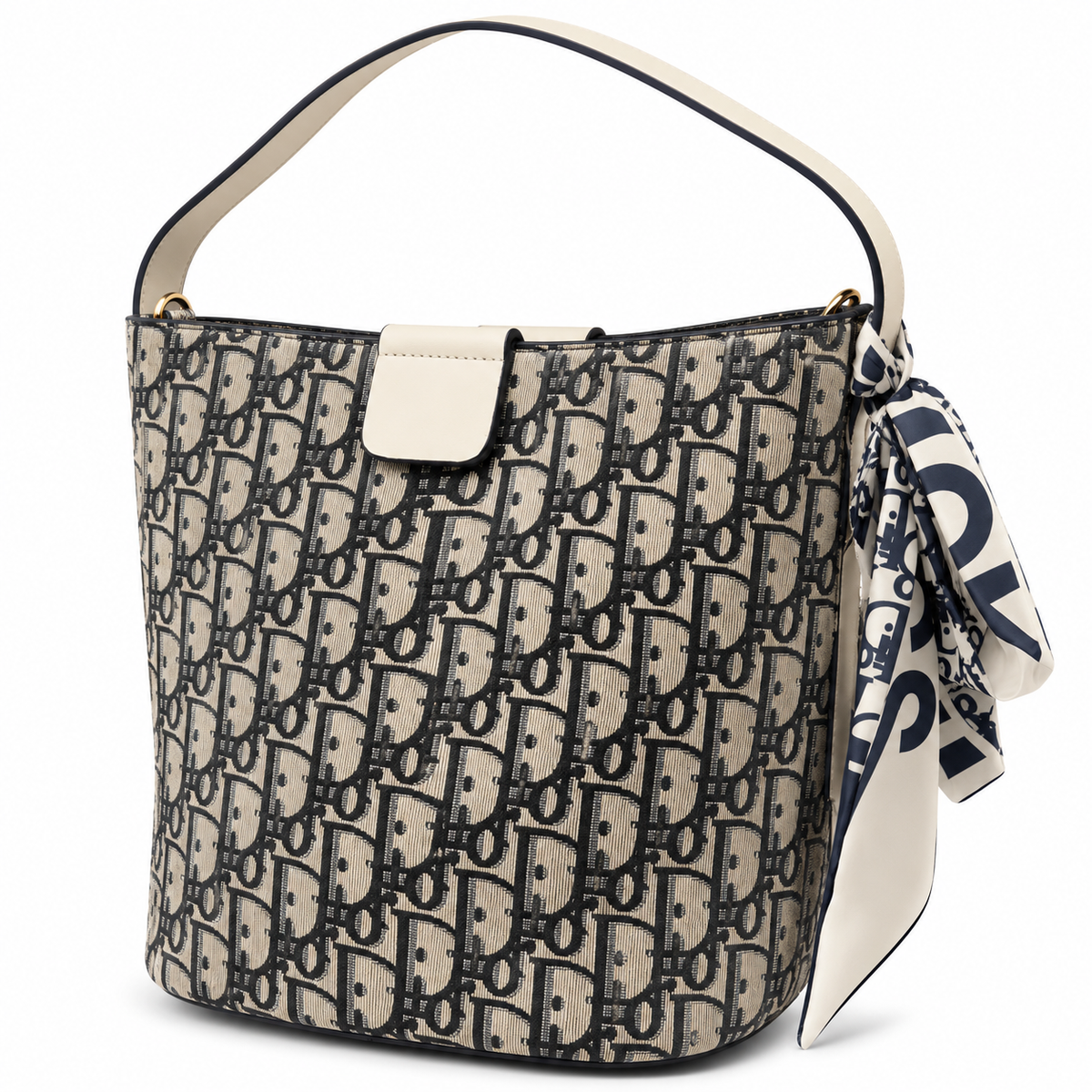 Monogram Inspired Shoulder Bag with Scarf Detail