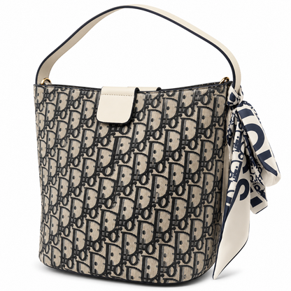 Monogram Inspired Shoulder Bag with Scarf Detail