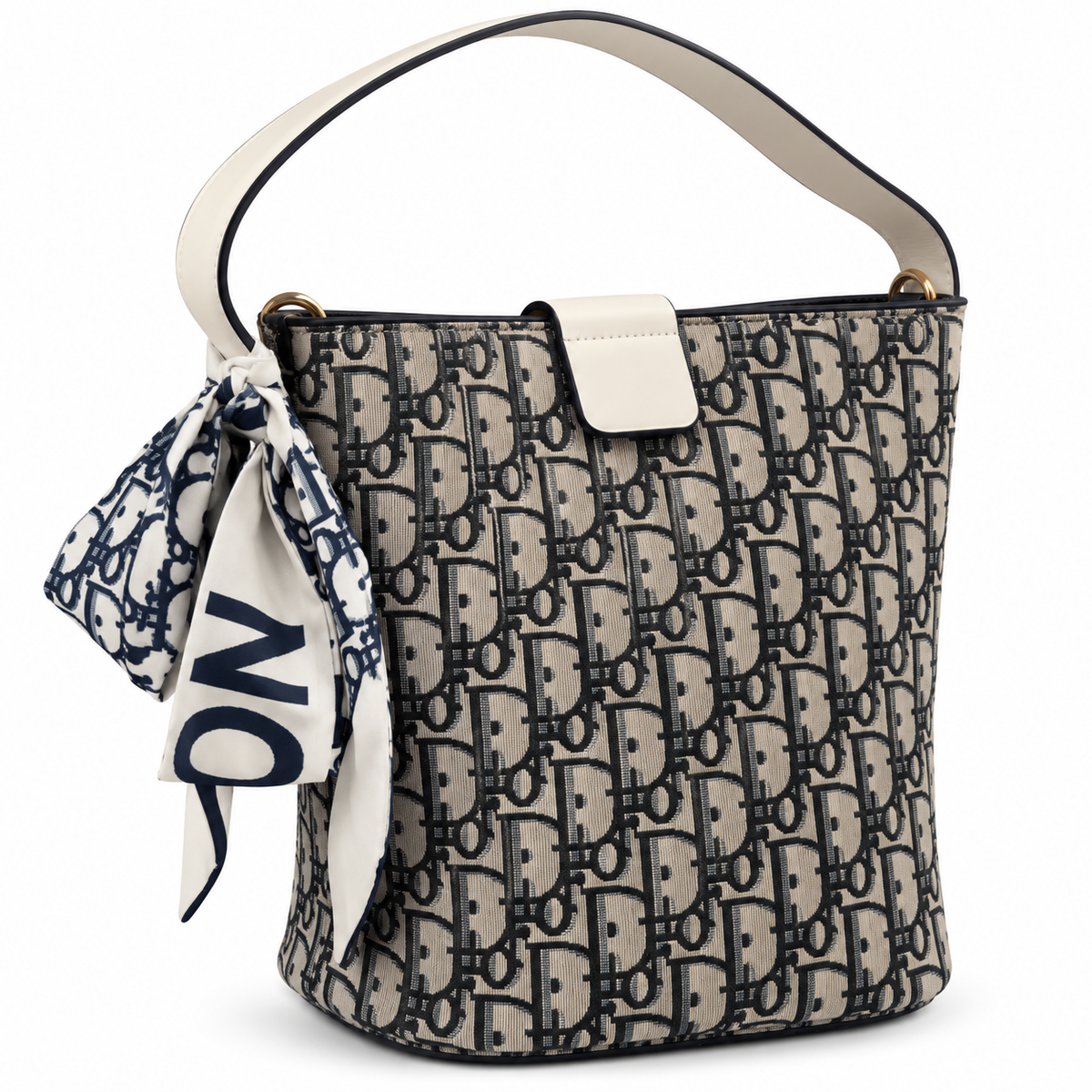 Monogram Inspired Shoulder Bag with Scarf Detail