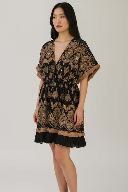 Palak Embroidered Sequin Boho Dress