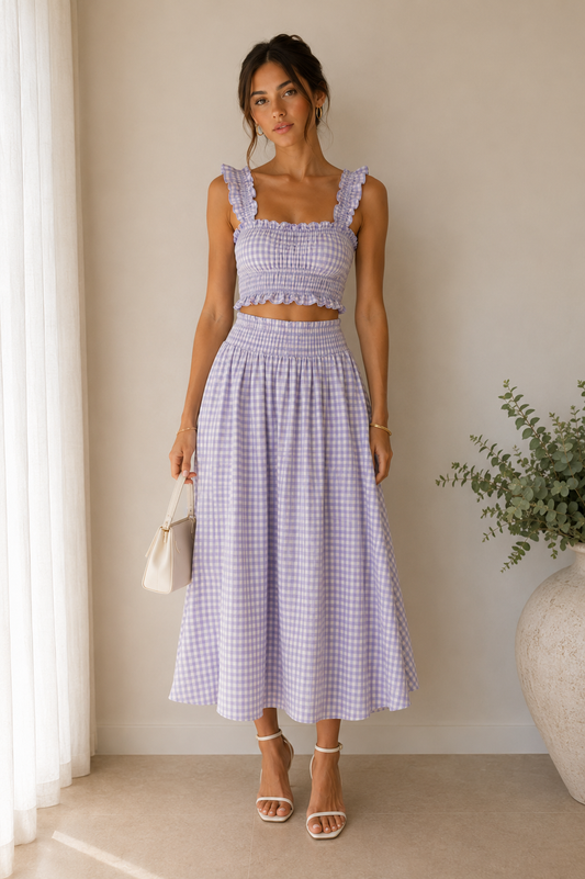 Gingham Two Piece Frill Co-Ord