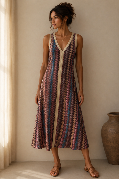 Zigzag Knit Midi Dress
