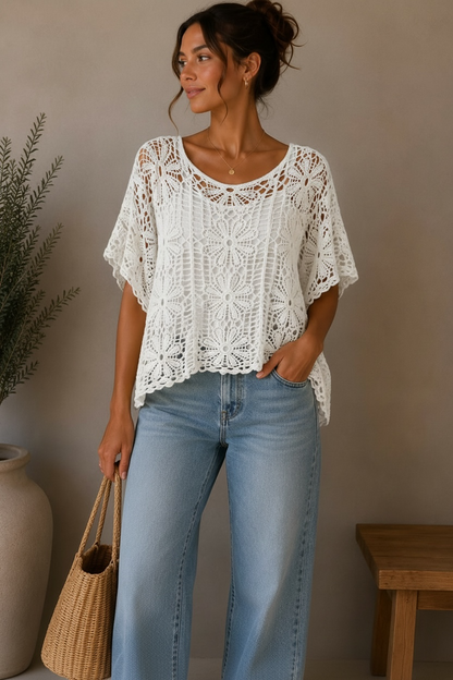 Daisy Crochet Oversized Top