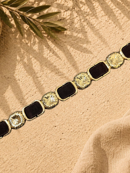 Statement Stretch Waist Belt | Gold Detail Elastic Belt | HerEdits