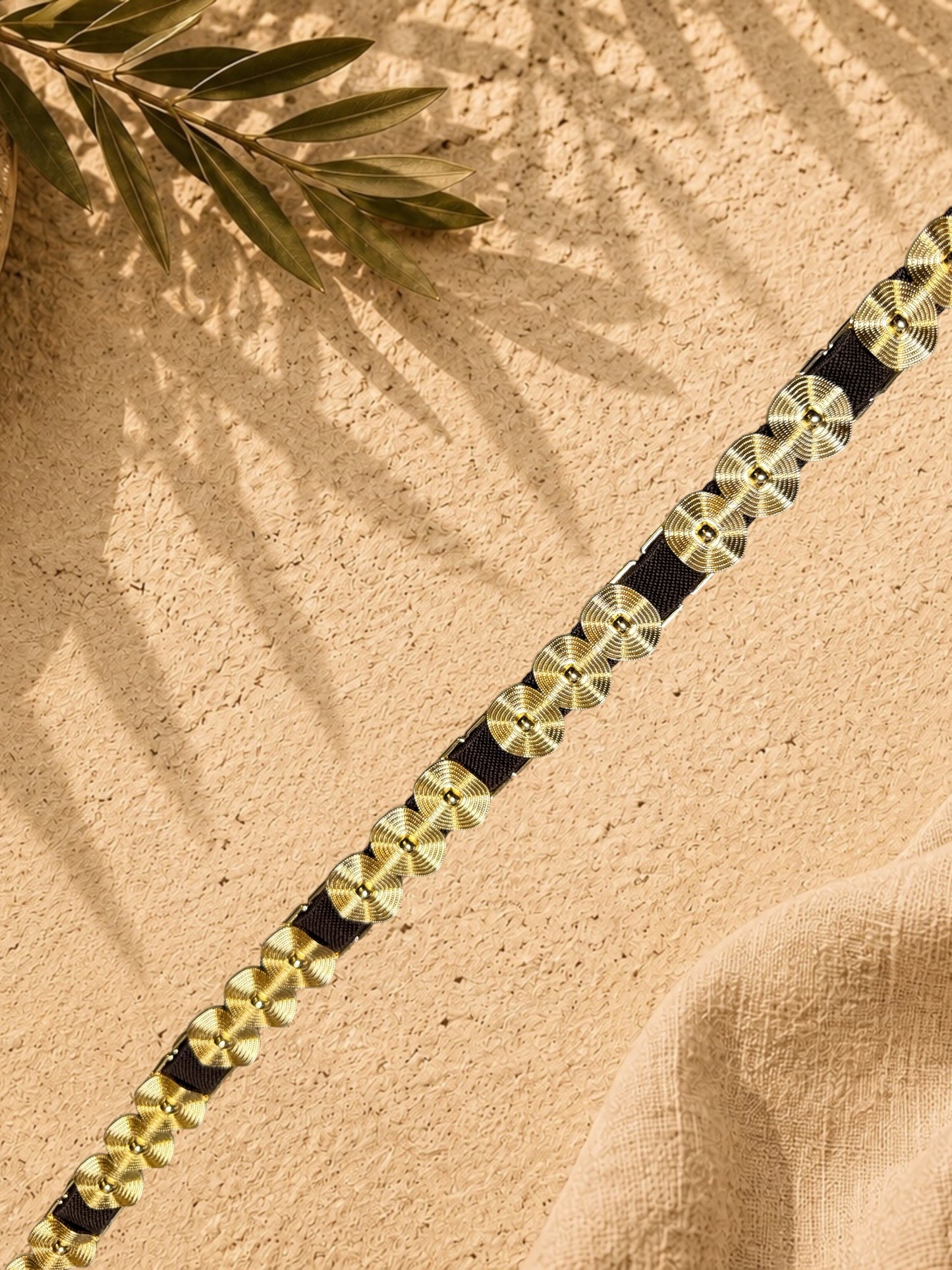 Statement Stretch Waist Belt | Gold Detail Elastic Belt | HerEdits
