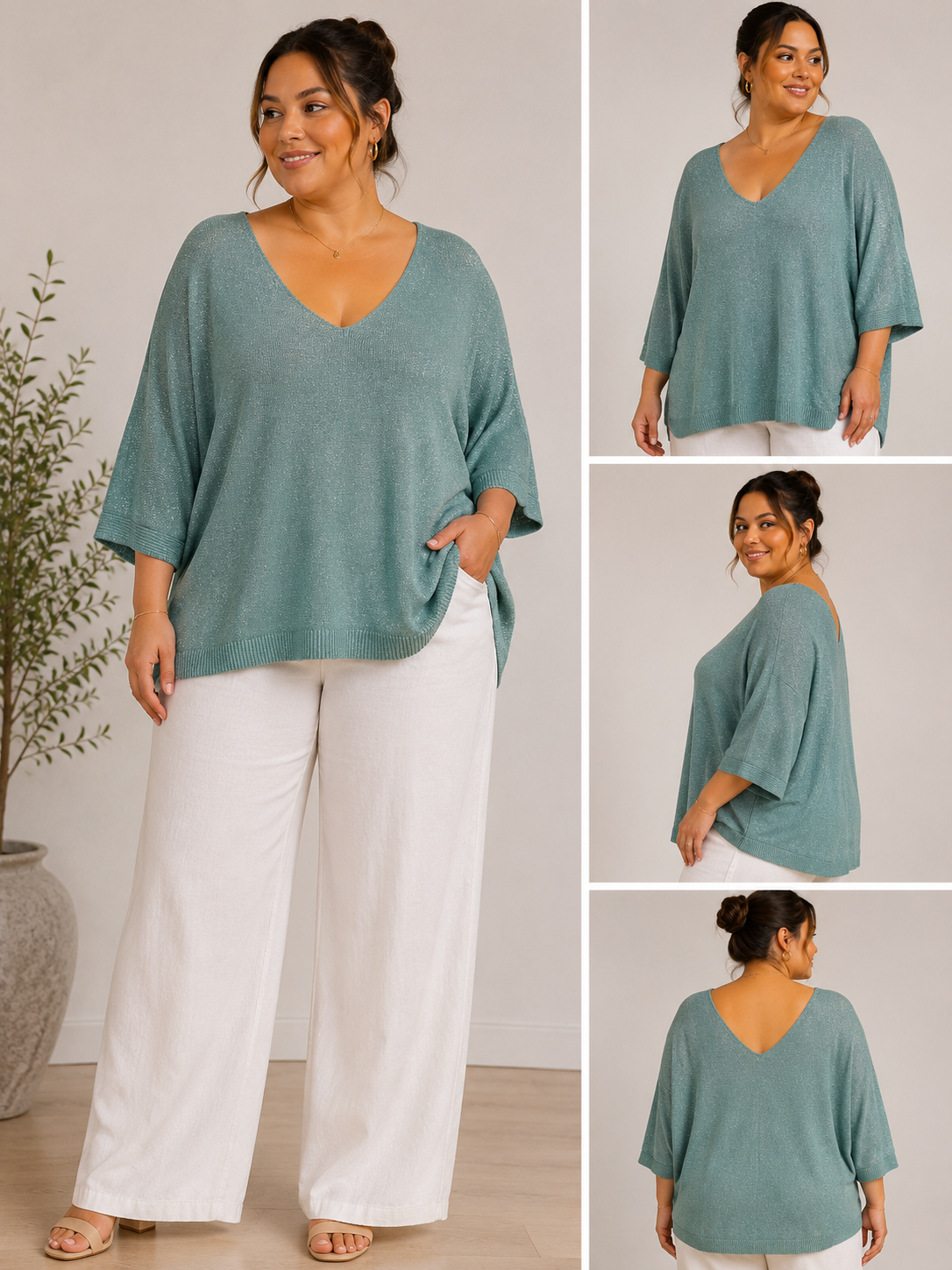 Lurex Batwing Blouse | Oversized Shimmer Knit Top | HerEdits