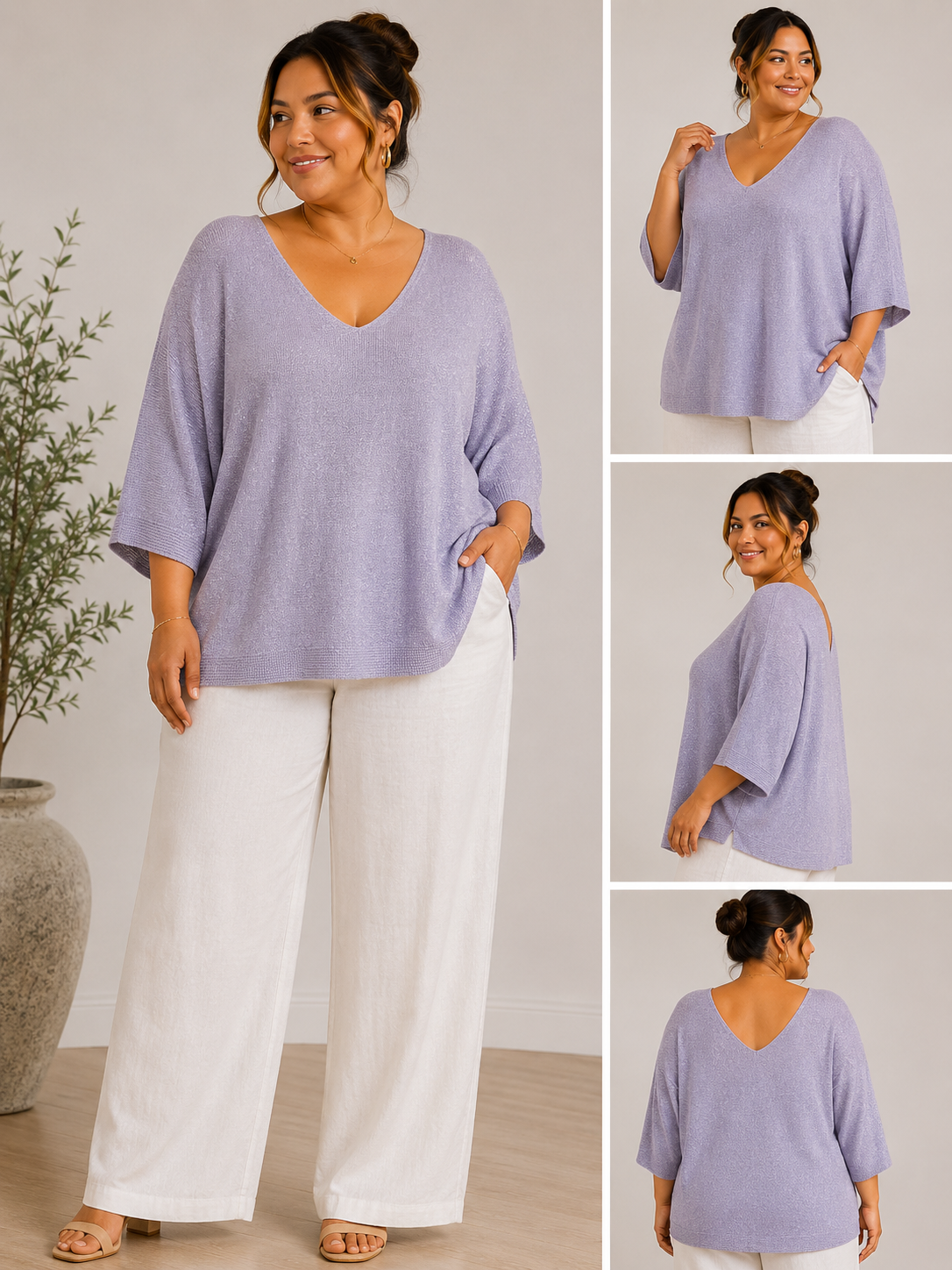 Lurex Batwing Blouse | Oversized Shimmer Knit Top | HerEdits