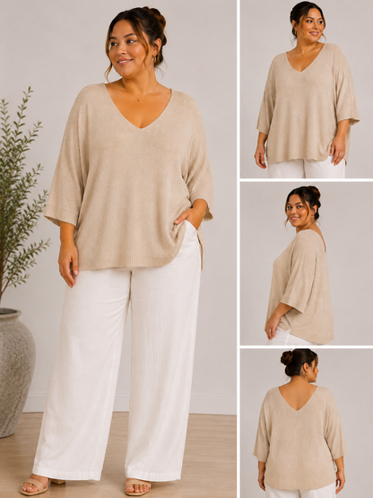Lurex Batwing Blouse | Oversized Shimmer Knit Top | HerEdits