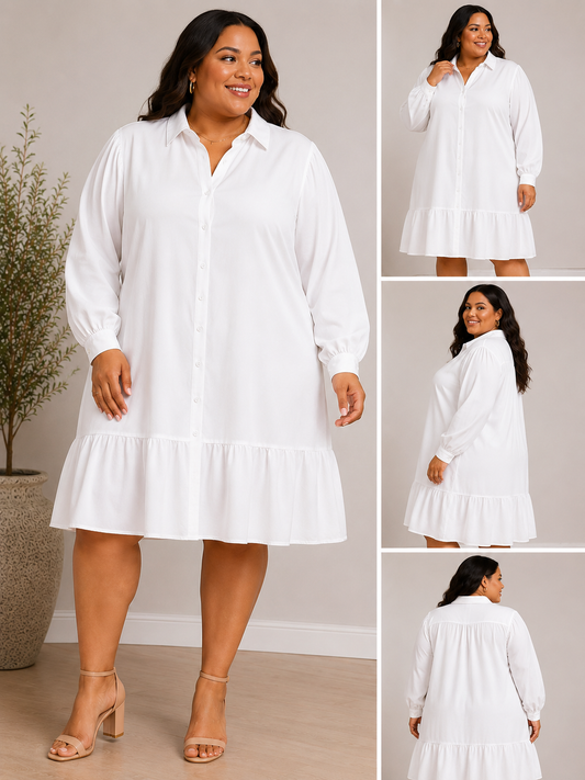 Curve Oversized Shirt Dress | Relaxed Floaty Smock Dress | HerEdits