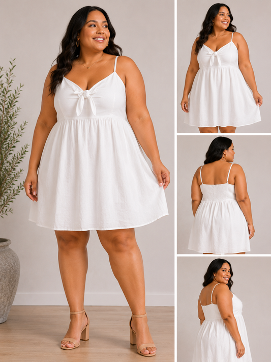 Organic Cotton Tie Front Mini Dress | Floaty Smock Sundress | HerEdits