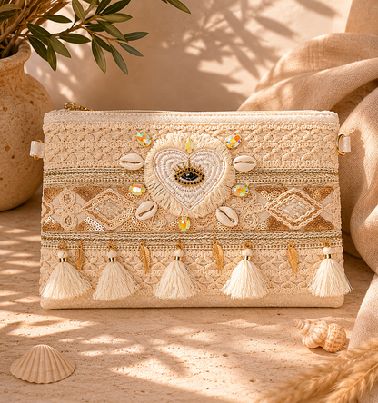 Handmade Shell Bag | Boho Coastal Clutch & Crossbody Bag | HerEdits