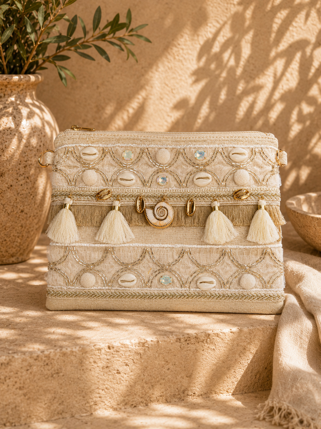 Handmade Shell Bag | Boho Coastal Clutch & Crossbody Bag | HerEdits