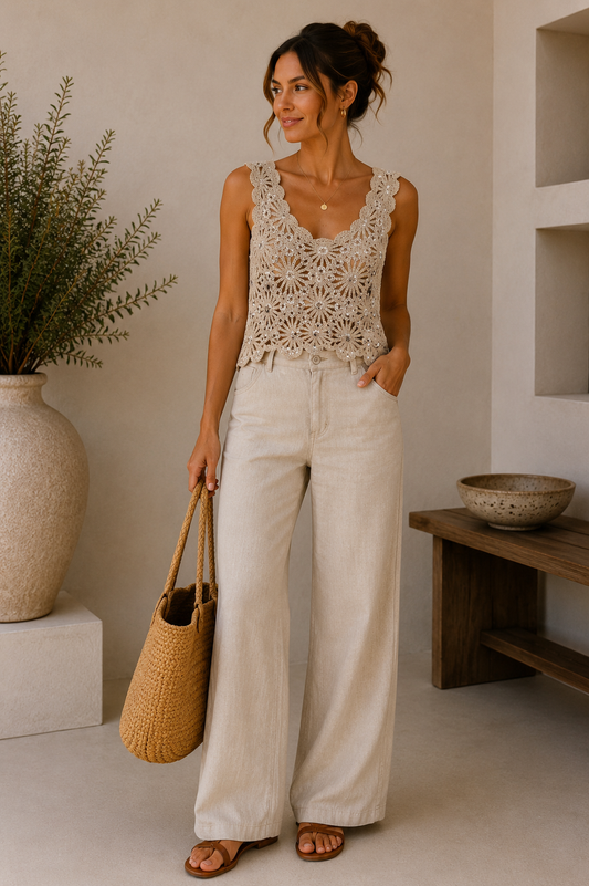 Sequin Crochet Floral Vest Top | HerEdits