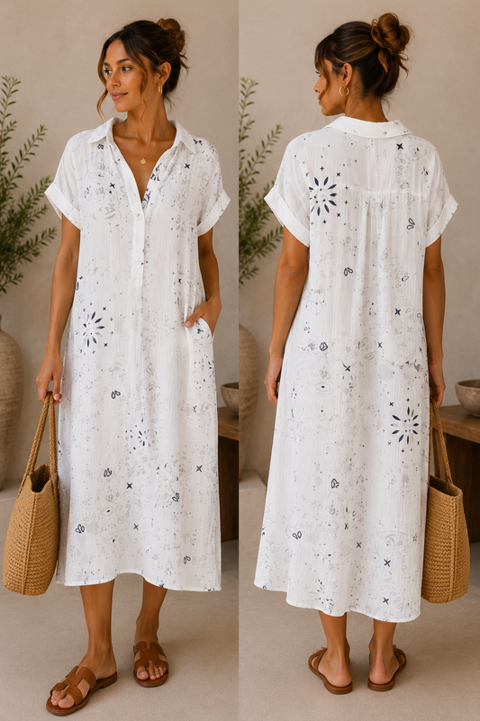 Bandana Print Cotton Cheesecloth Midi Dress | HerEdits