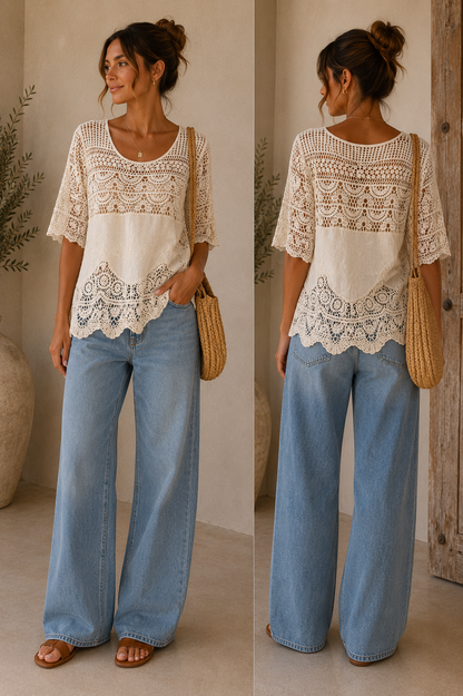 Cotton Crochet Lace Boho Top | HerEdits