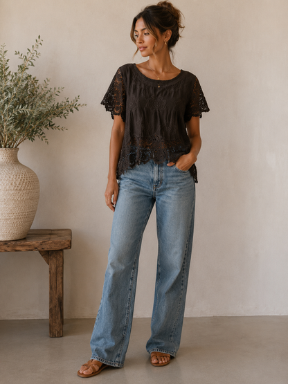Embroidered Crochet Top | HerEdits