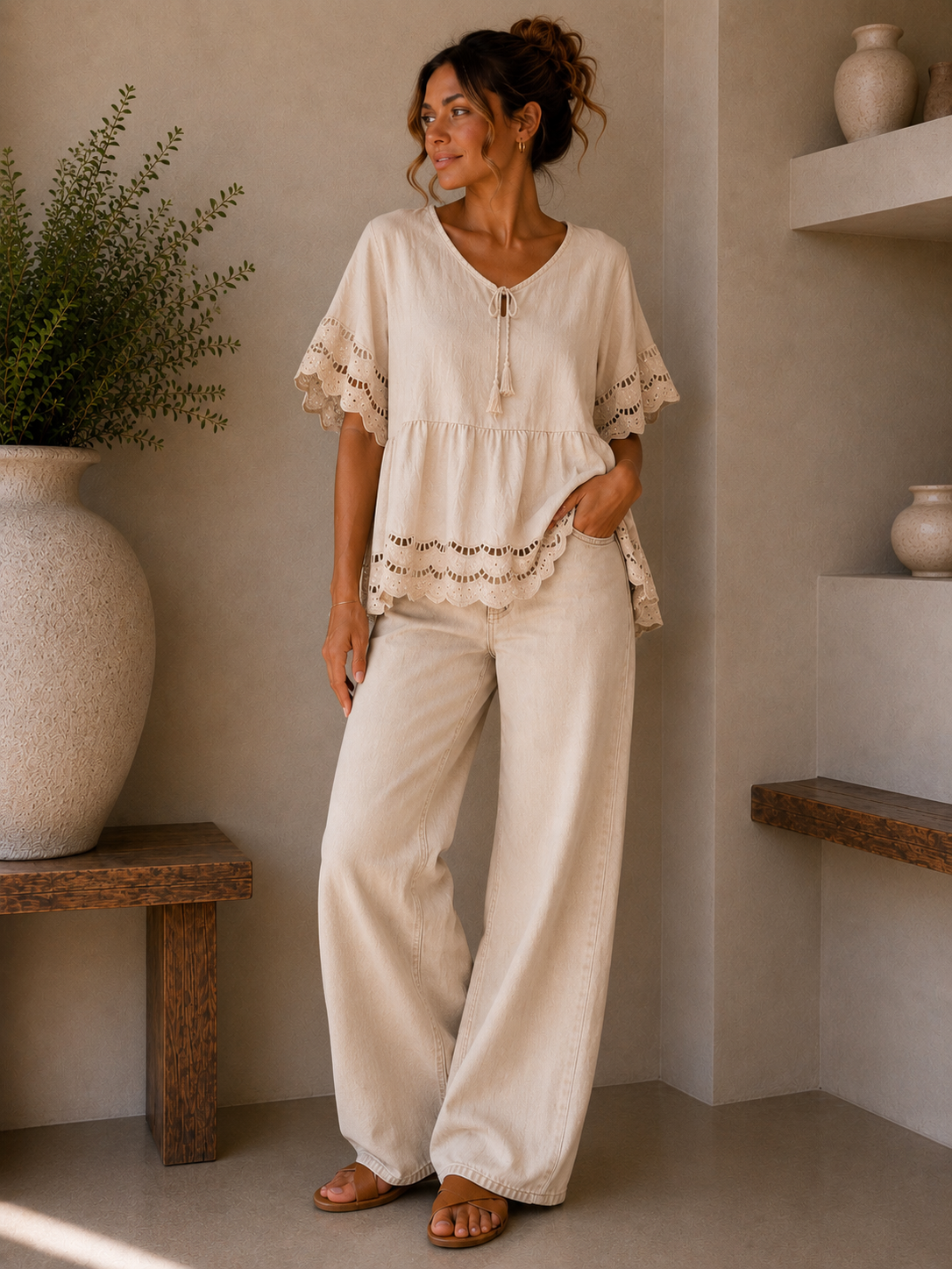 Boho Broderie Detail Smock Top | HerEdits
