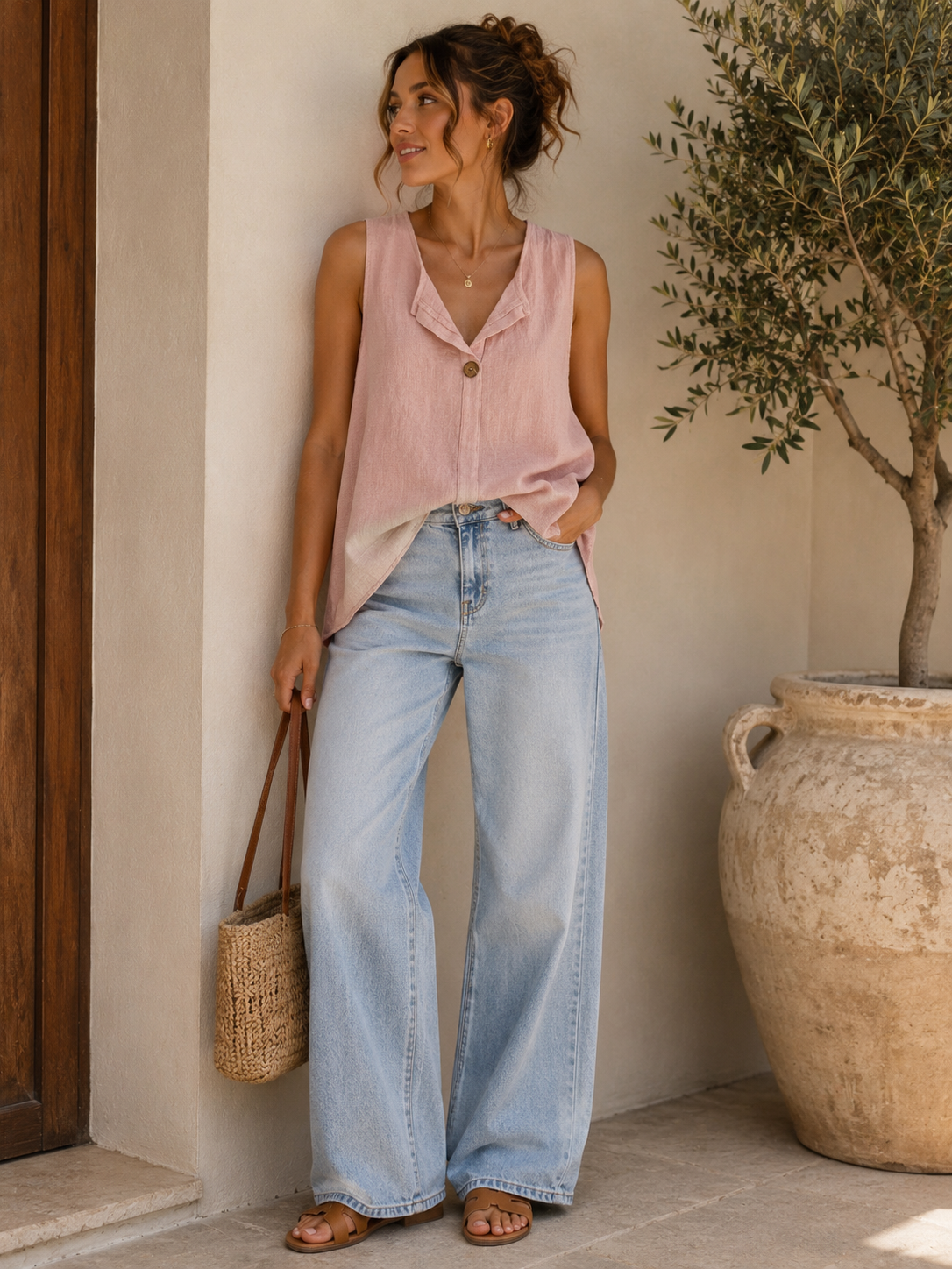 Linen Blend Sleeveless Top | HerEdits