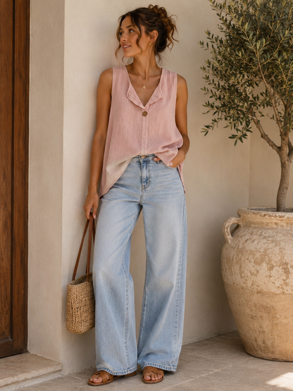 Linen Blend Sleeveless Top | HerEdits