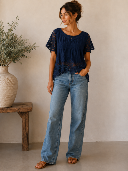 Embroidered Crochet Top | HerEdits