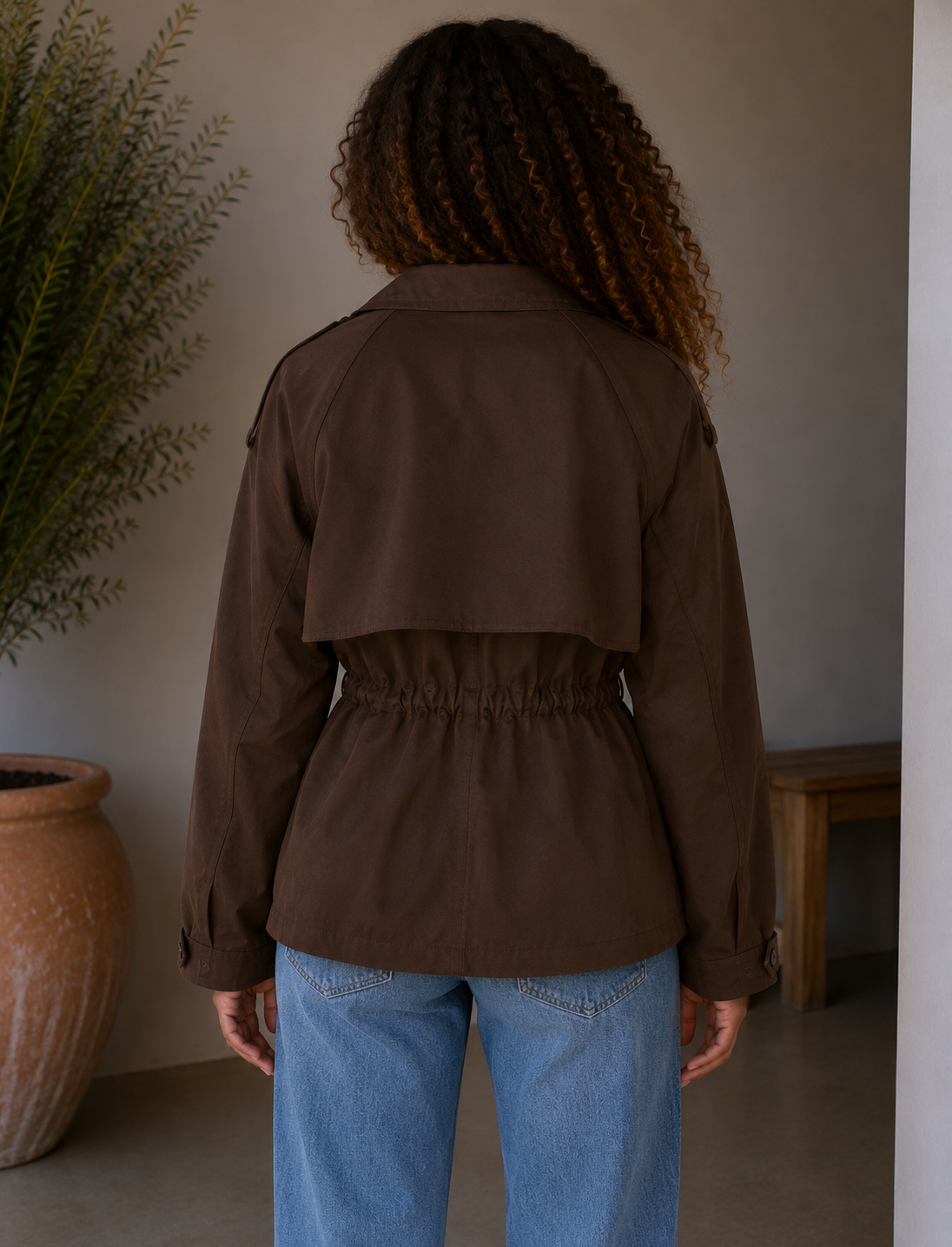 Tailored Utility Field Jacket with Drawstring Waist | HerEdits